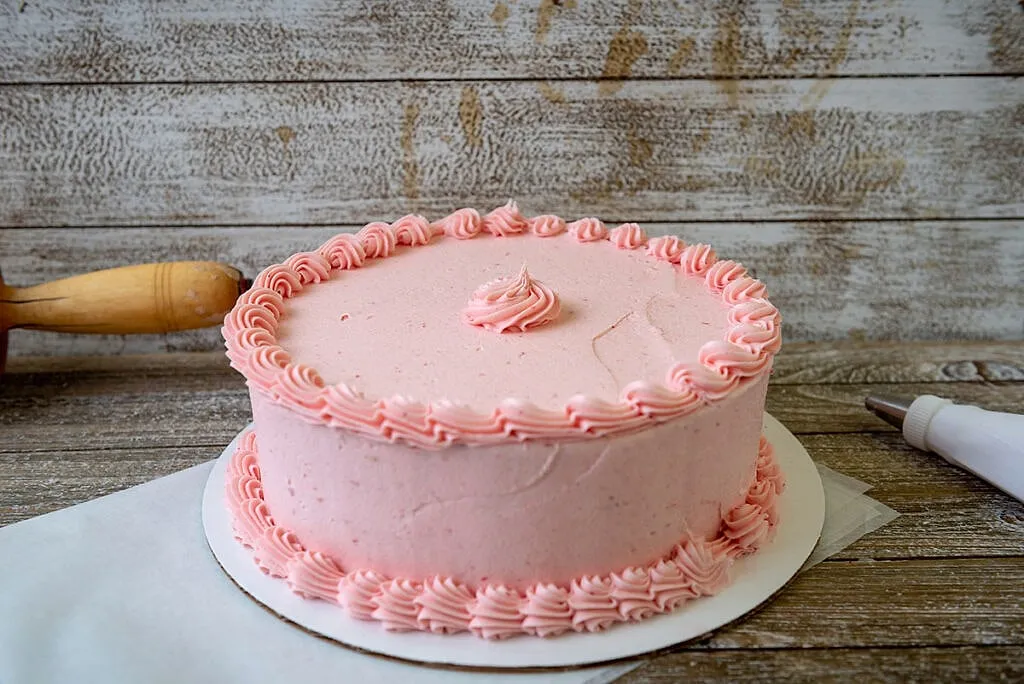 Strawberry Cake, Fresh strawberry cake with strawberry buttercream.